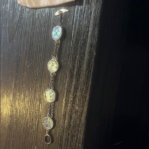 Elegant Silver Bracelet with Opalescent Stones